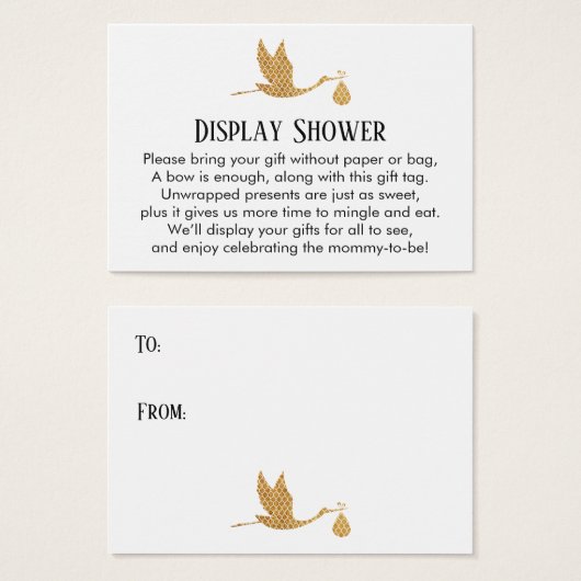 ストーク名門私立校風のディスプレイ赤ちゃんシャワー挿入ギフトカード (正面&裏面)