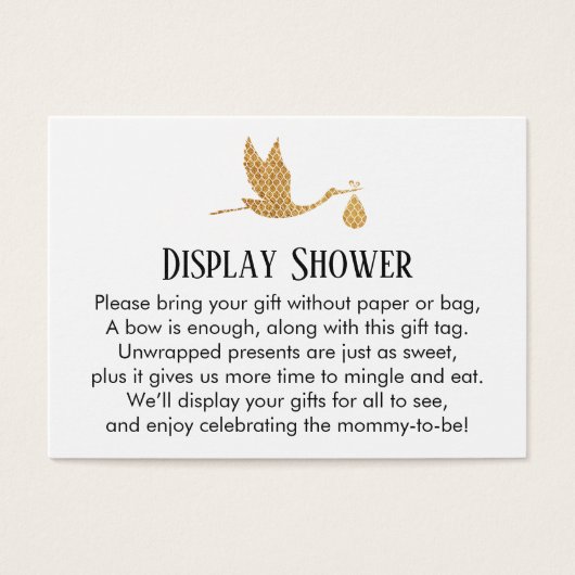 ストーク名門私立校風のディスプレイ赤ちゃんシャワー挿入ギフトカード (正面)