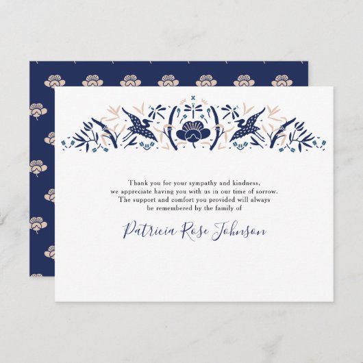 ストーク日本のブルー葬儀メモリアルありがとう サンキューカード (正面/裏面)