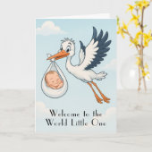 ストーク生まれたばかりのベビーカード カード (黄色い花)