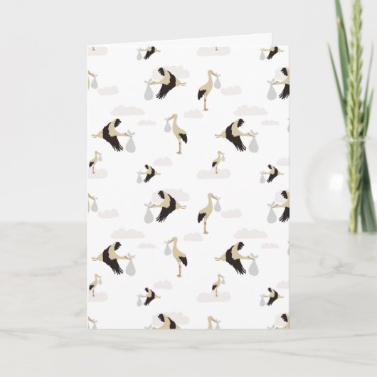 ストーク生まれたばかりの男の赤ちゃんガールパターン カード (正面)