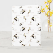 ストーク生まれたばかりの男の赤ちゃんガールパターン カード (黄色い花)