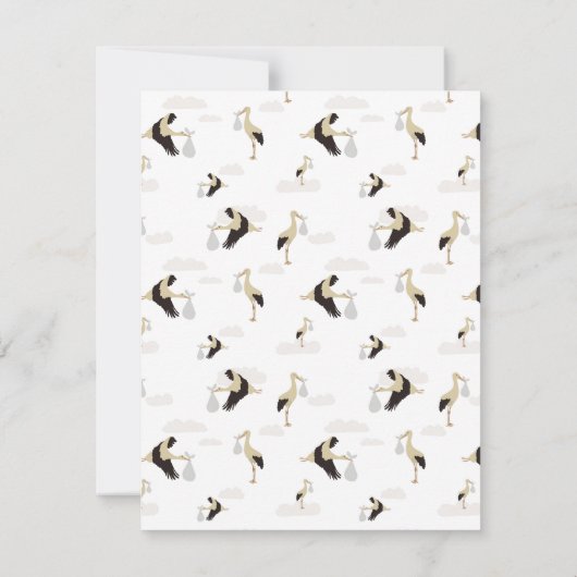 ストーク生まれたばかりの男の赤ちゃんガールパターン サンキューカード (裏面)