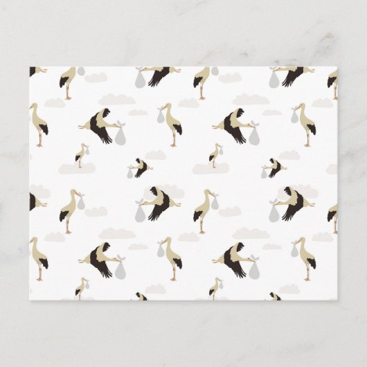 ストーク生まれたばかりの男の赤ちゃんガールパターン シーズンポストカード (正面)