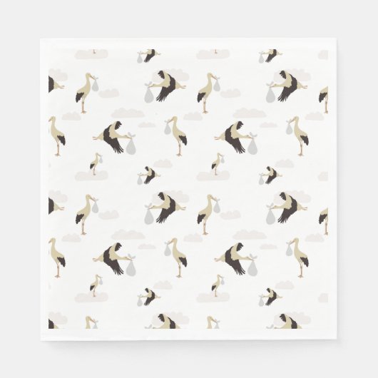 ストーク生まれたばかりの男の赤ちゃんガールパターン スタンダードランチョンナプキン (正面)