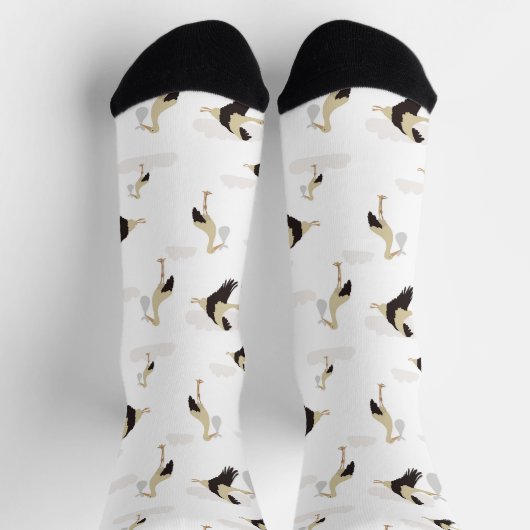 ストーク生まれたばかりの男の赤ちゃんガールパターン ソックス (上部)