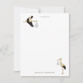 ストーク生まれたばかりの男の赤ちゃんガールパターン ノートカード (正面)