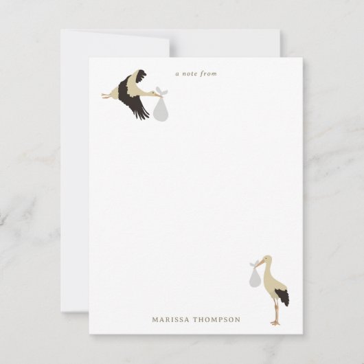 ストーク生まれたばかりの男の赤ちゃんガールパターン ノートカード (正面)