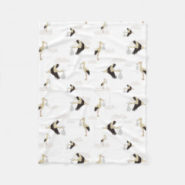 ストーク生まれたばかりの男の赤ちゃんガールパターン フリースブランケット