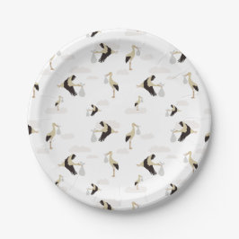 ストーク生まれたばかりの男の赤ちゃんガールパターン ペーパープレート