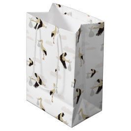 ストーク生まれたばかりの男の赤ちゃんガールパターン ミディアムペーパーバッグ