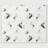 ストーク生まれたばかりの男の赤ちゃんガールパターン ラッピングペーパー (フラット)