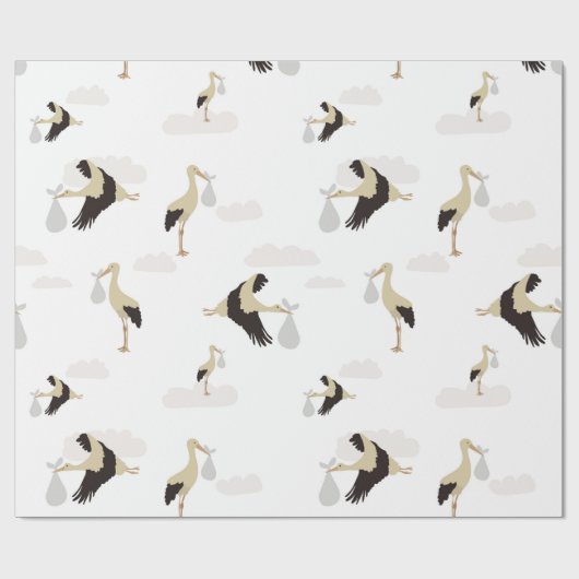 ストーク生まれたばかりの男の赤ちゃんガールパターン ラッピングペーパー (フラット)