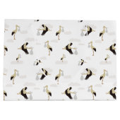 ストーク生まれたばかりの男の赤ちゃんガールパターン ラージペーパーバッグ (裏面)