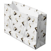 ストーク生まれたばかりの男の赤ちゃんガールパターン ラージペーパーバッグ (正面アングル)