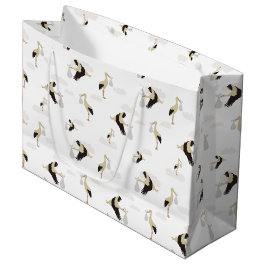 ストーク生まれたばかりの男の赤ちゃんガールパターン ラージペーパーバッグ