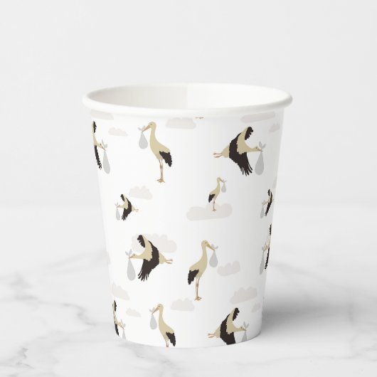 ストーク生まれたばかりの男の赤ちゃんガールパターン 紙コップ (左)