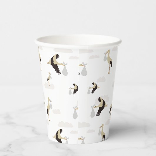 ストーク生まれたばかりの男の赤ちゃんガールパターン 紙コップ (右)