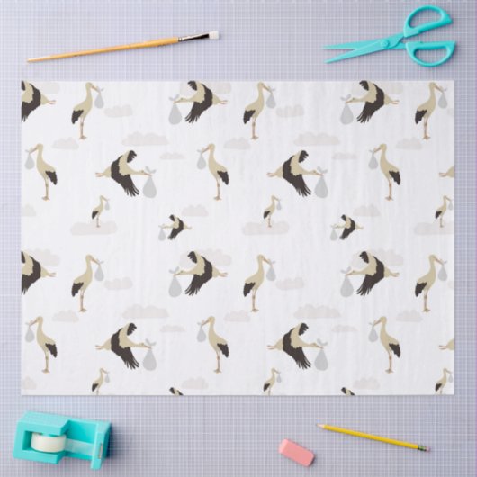 ストーク生まれたばかりの男の赤ちゃんガールパターン 薄葉紙 (クラフト)