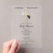 ストーク生まれたばかりの男の赤ちゃんガールベビーシャワー アクリル招待状 (インサイチュ (ポータブル))