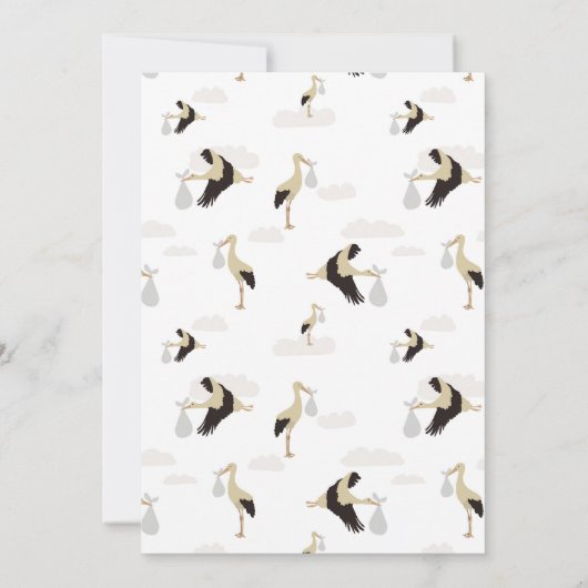 ストーク生まれたばかりの男の赤ちゃんガールベビーシャワー 招待状 (裏面)