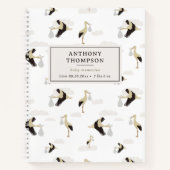 ストーク生まれたばかりの男の赤ちゃんガールメモリーズキーパーク ノートブック (正面)