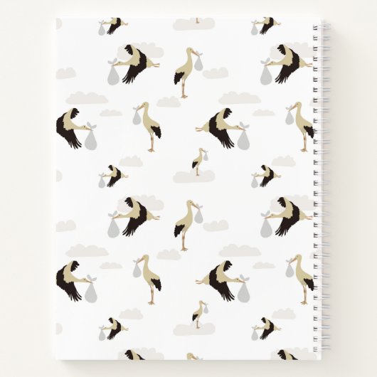 ストーク生まれたばかりの男の赤ちゃんガールメモリーズキーパーク ノートブック (裏面)