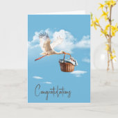 ストーク男の赤ちゃんおめでとう カード (黄色い花)