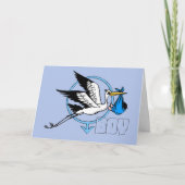 ストーク男の赤ちゃんのベビーシャワーの招待 招待状 (正面)