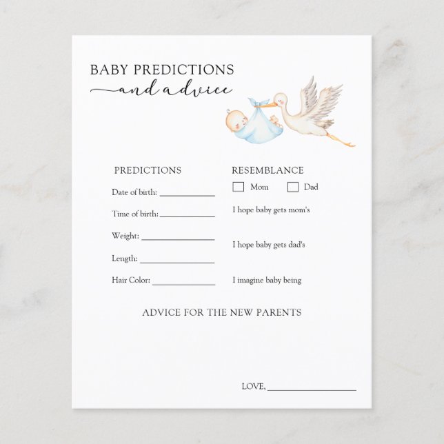 ストーク男の赤ちゃんアドバイスと予測 (正面)