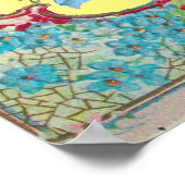 ストーク男の赤ちゃんシャワージェムストーンモノグラムイエロー ポスター (角)