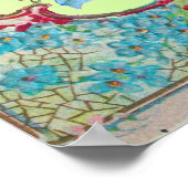 ストーク男の赤ちゃんシャワージェムストーンモノグラムグリーン ポスター (角)