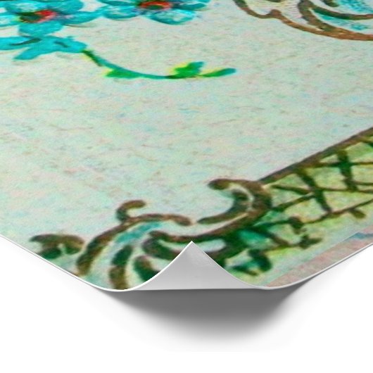 ストーク男の赤ちゃんシャワージェムストーンモノグラム ポスター (角)