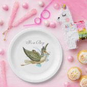 ストーク男の赤ちゃんシャワーホワイト ペーパープレート (パーティー)