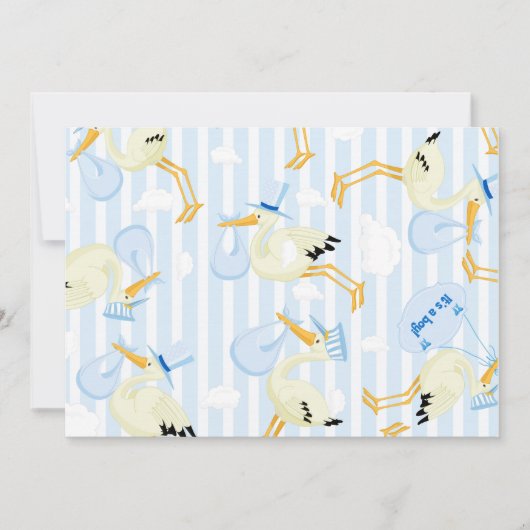 ストーク男の赤ちゃんシャワー招待状 招待状 (正面)