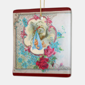 ストーク男の赤ちゃんシャワー2ブルーアクアマリン セラミックオーナメント (左)