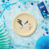 ストーク運のベビーが最初の自撮り黄色 ペーパープレート (パーティー)