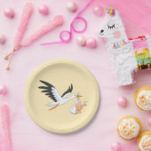 ストーク運のベビーが最初の自撮り黄色 ペーパープレート (パーティー)