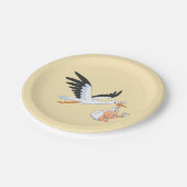 ストーク運のベビーが最初の自撮り黄色 ペーパープレート (アングル)