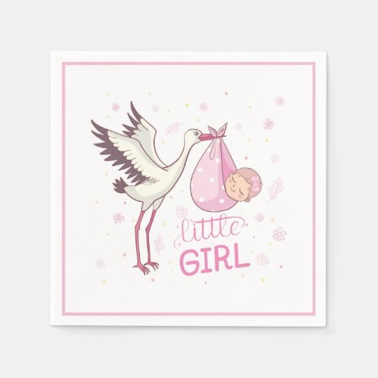 ストーク運のベビーガール スタンダードカクテルナプキン (正面)