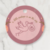 ストーク運のベビー赤ちゃんシャワー フェイバータグ (正面)