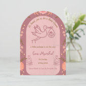 ストーク運のベビー赤ちゃんシャワー 招待状 (スタンド正面)