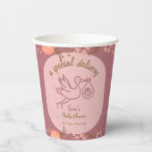 ストーク運のベビー赤ちゃんシャワー 紙コップ (正面)