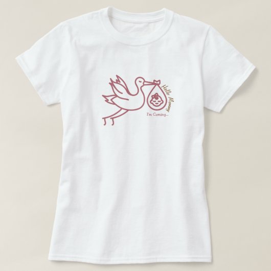 ストーク運のベビー赤ちゃんシャワー Tシャツ (デザイン正面)