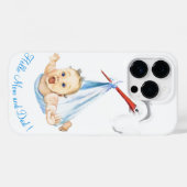 ストーク運のベビーiPhoneケースこんにちはママとパパ Case-Mate iPhoneケース (裏面 (横))