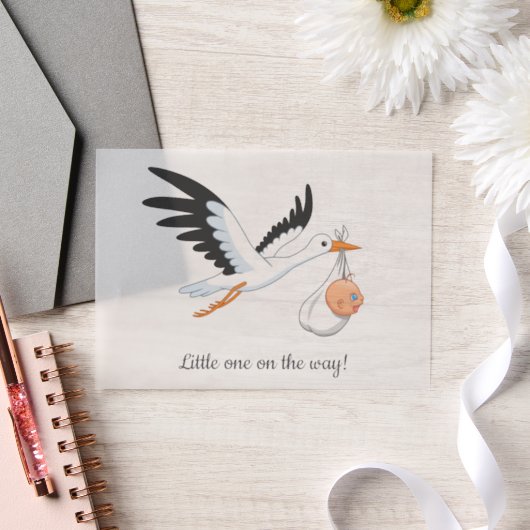 ストーク運の赤ちゃんシャワーインサート ベラム紙招待状 (ウェディング)