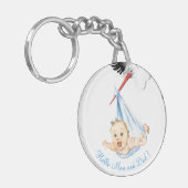 ストーク運ズベビーおもしろいキーチェーン – カスタム文字 キーホルダー (正面左)