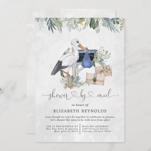 ストーク配信 | メールによる仮想ベビーシャワー 招待状 (正面/裏面)