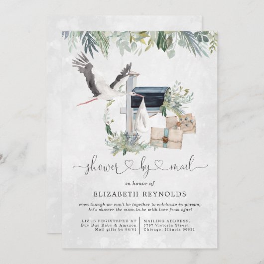 ストーク配信 | メールによる仮想ベビーシャワー 招待状 (正面/裏面)