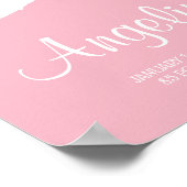 ストーク飛んでいるとベビーバンドル子供部屋アートピンク ポスター (角)